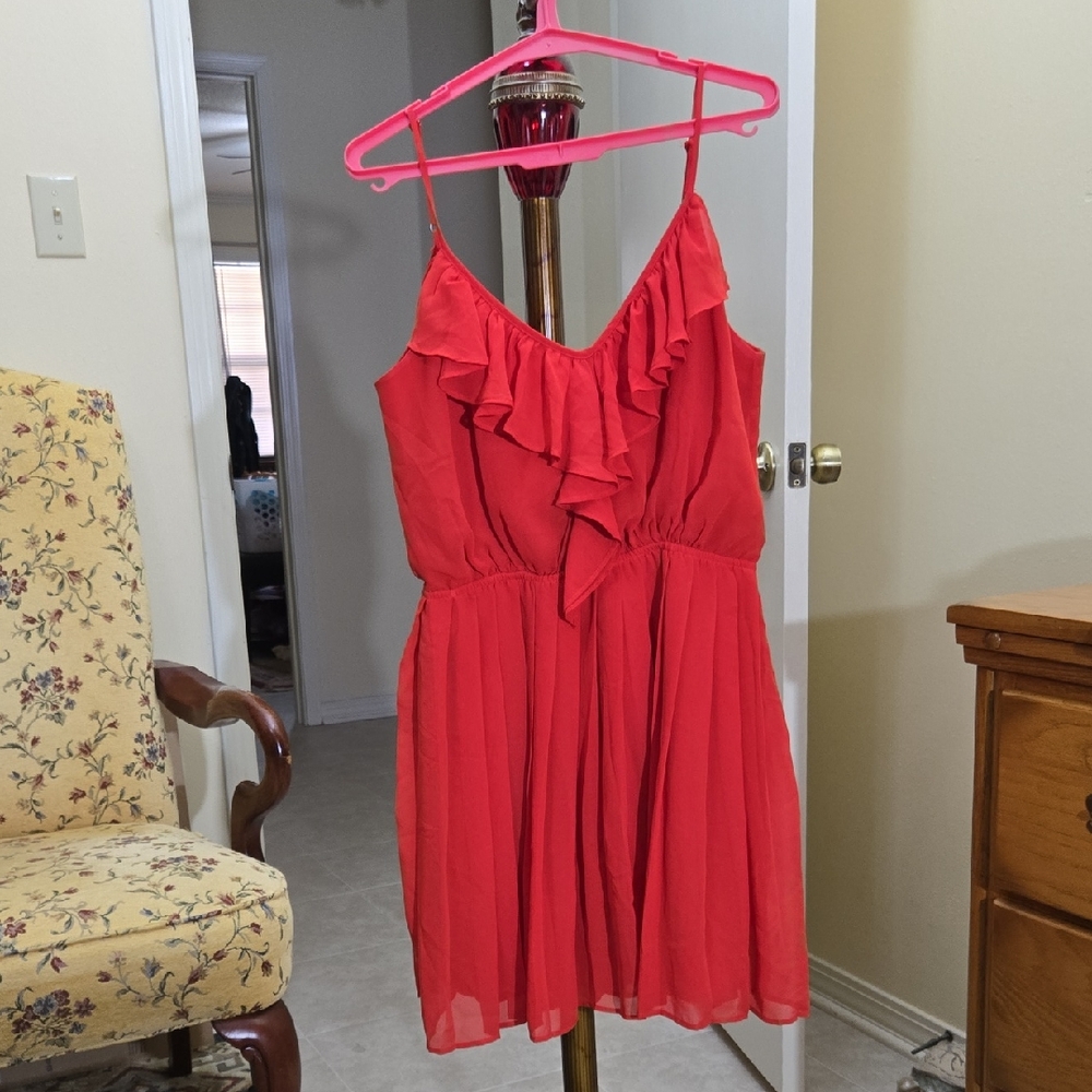 BCBGeneration Red Ruffle Mini Dress - Picture 1 of 5